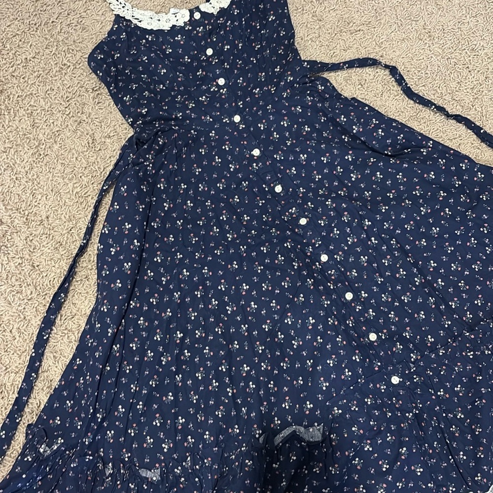 Gunne sax Navy Blue Floral Dress